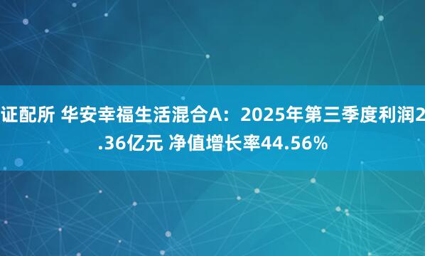 证配所 华安幸福生活混合A：2025年第三季度利润2.36亿元 净值增长率44.56%
